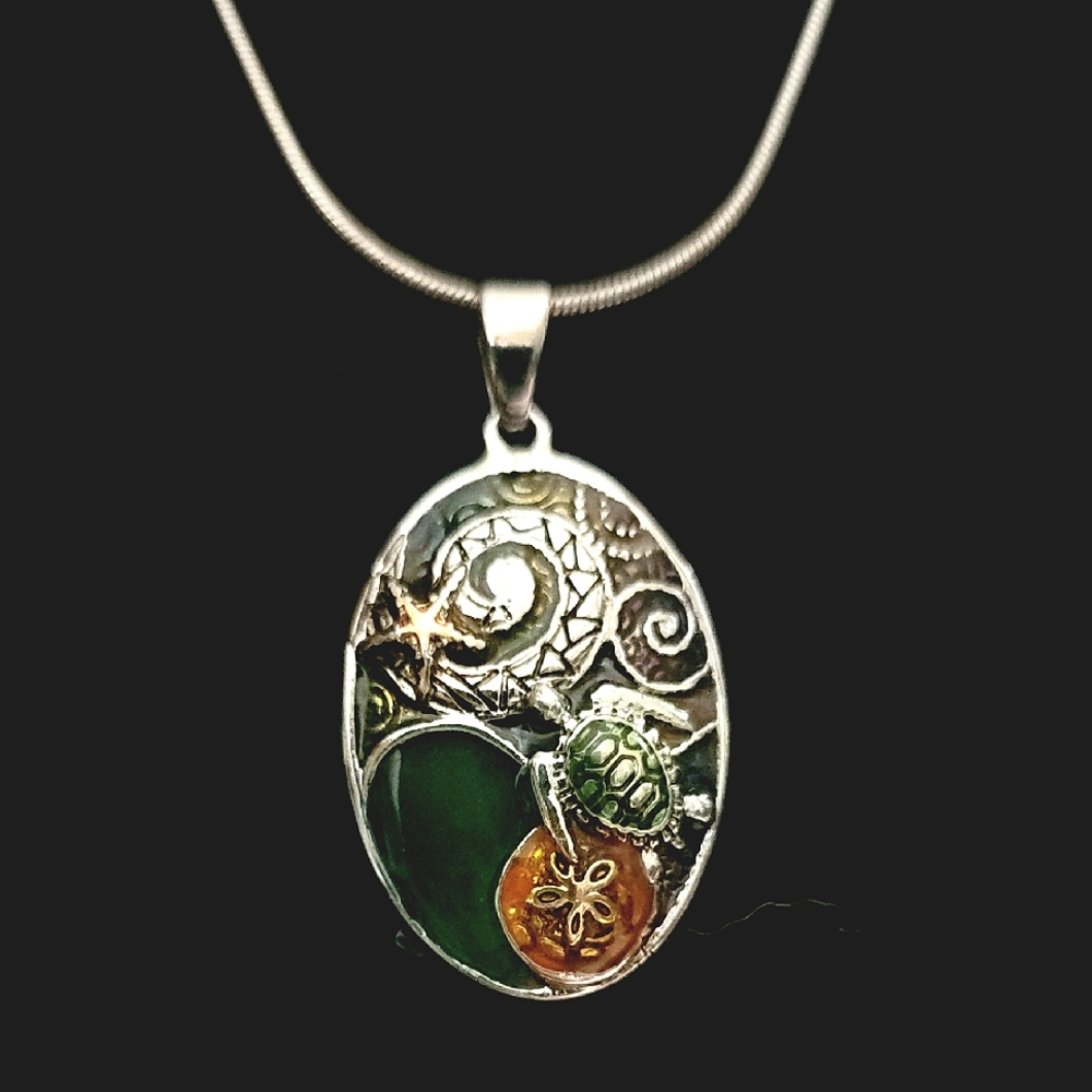 Sea Turtle ocean starfish necklace